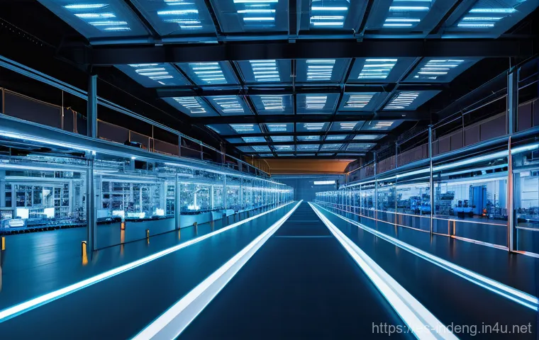 산업공학과 네트워크 최적화 - **Prompt:** A sleek, modern industrial factory floor, bustling with automated machinery and robotic ... 산업공학과 네트워크 최적화 - **Prompt:** A sleek, modern industrial factory floor, bustling with automated machinery and robotic ...