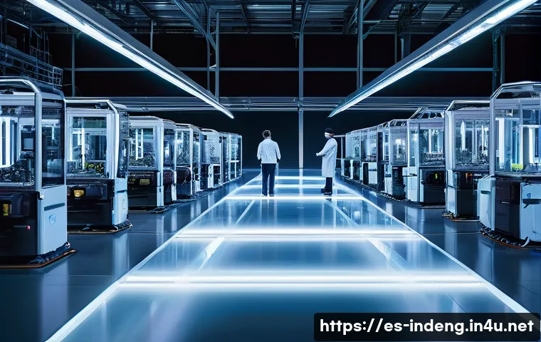 산업공학과 지능형 시스템 - **Prompt 1: The Intelligent Production Floor with Human-Machine Collaboration**
    "A vibrant, ultr...