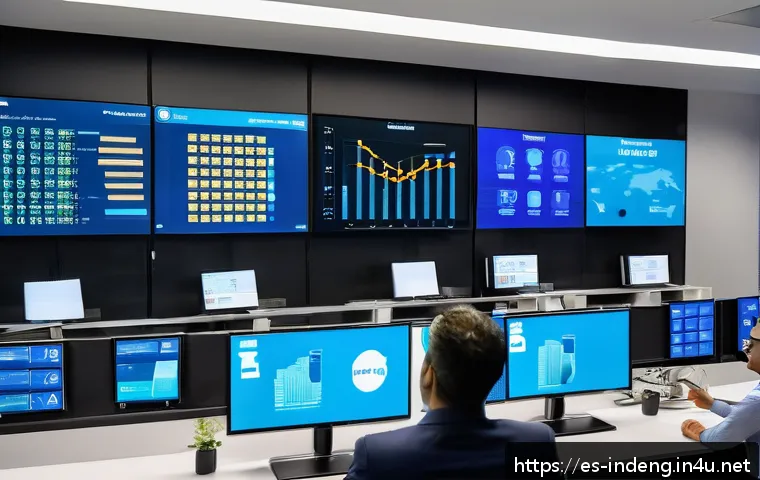 산업공학과 인공지능 융합 - A modern industrial supply chain control room with large digital screens displaying real-time data a...