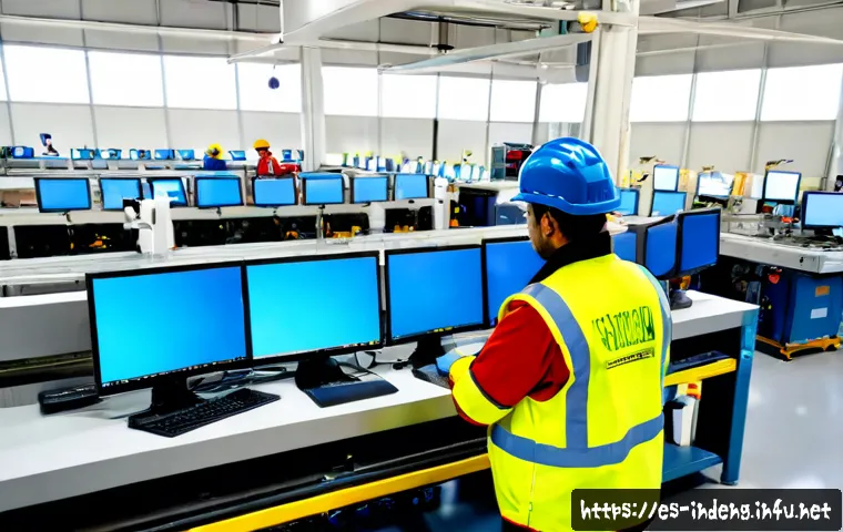 산업공학과 데이터 마이닝 - Photorealistic industrial engineering team in a modern Spanish manufacturing facility, diverse adult...